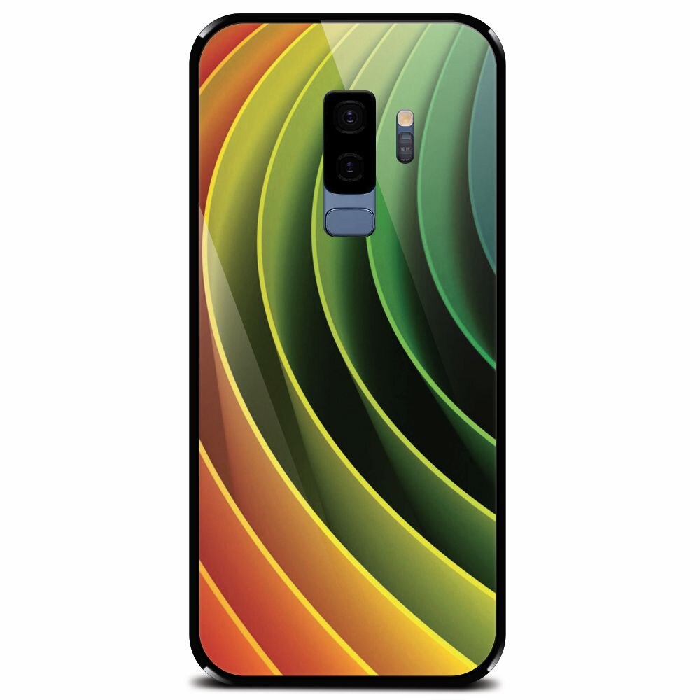 Husa din sticla securizata pentru Samsung Galaxy S9 Plus, 3D Multicolor Abstract Lines