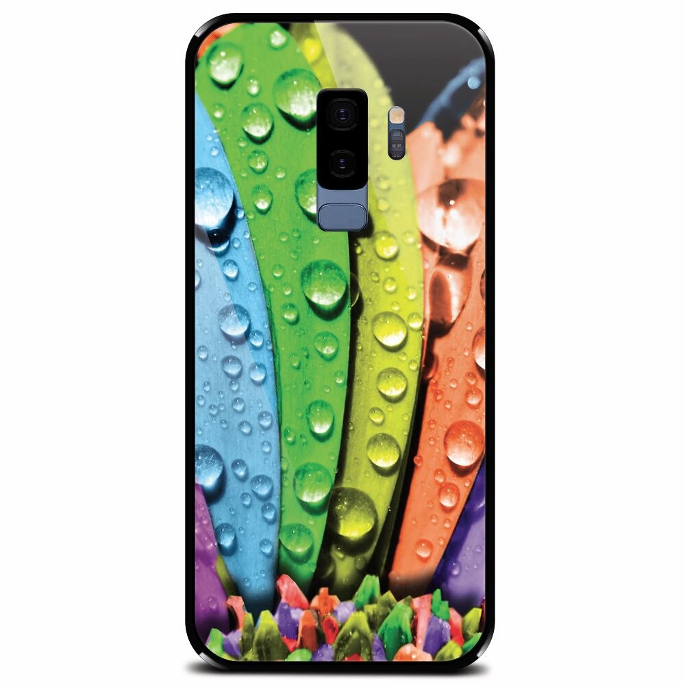 Husa din sticla securizata pentru Samsung Galaxy S9 Plus, Colorful Daisy Petals