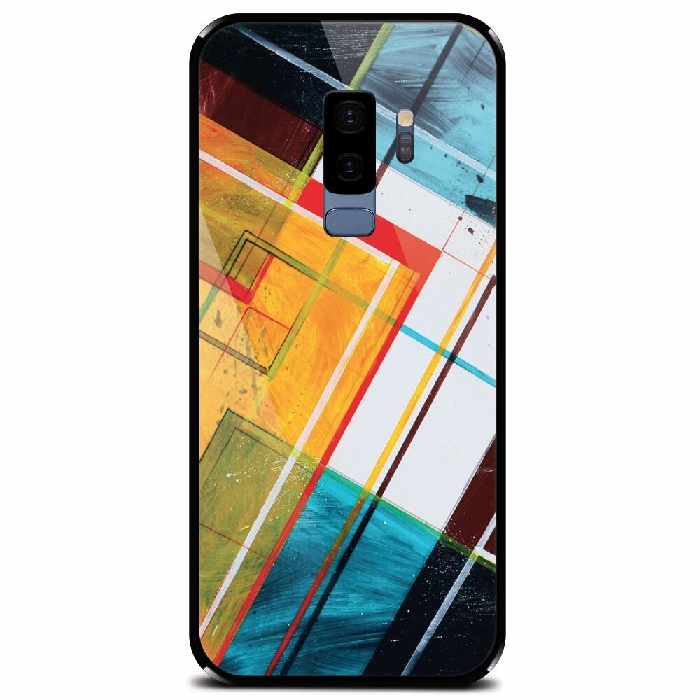 Husa din sticla securizata pentru Samsung Galaxy S9 Plus, Abstraction Color Shape