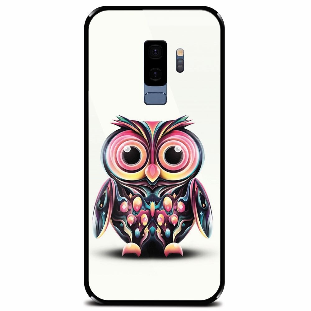 Husa din sticla securizata pentru Samsung Galaxy S9 Plus, Colorful Owl Illustration