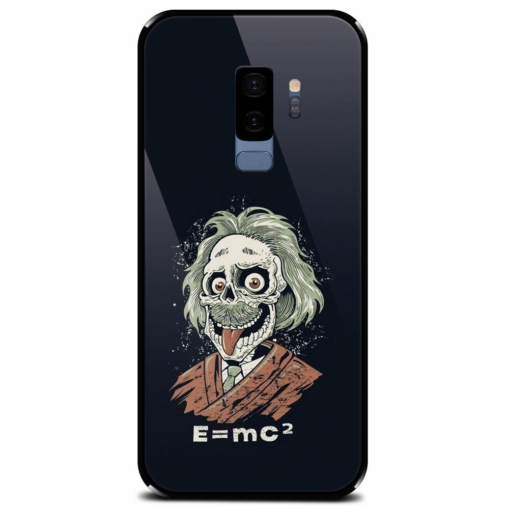 Husa din sticla securizata pentru Samsung Galaxy S9 Plus, Albert Einstein Caricature