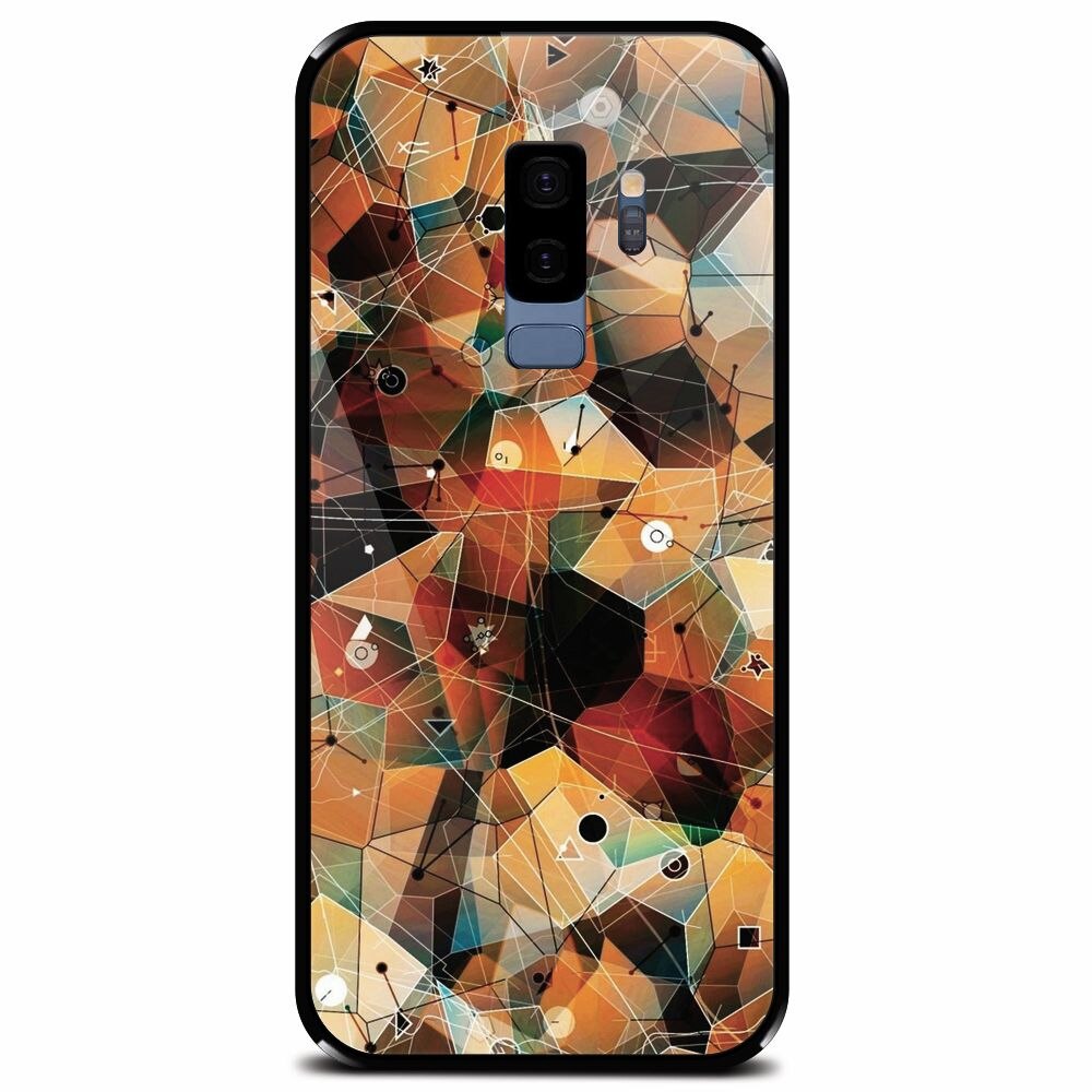 Husa din sticla securizata pentru Samsung Galaxy S9 Plus, Abstract Triangles Connected Lines