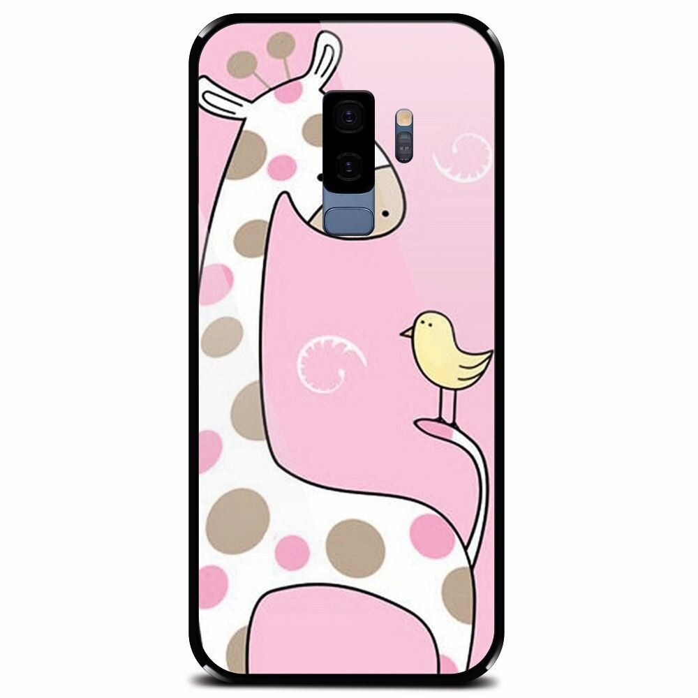 Husa din sticla securizata pentru Samsung Galaxy S9 Plus, Cute Giraffe