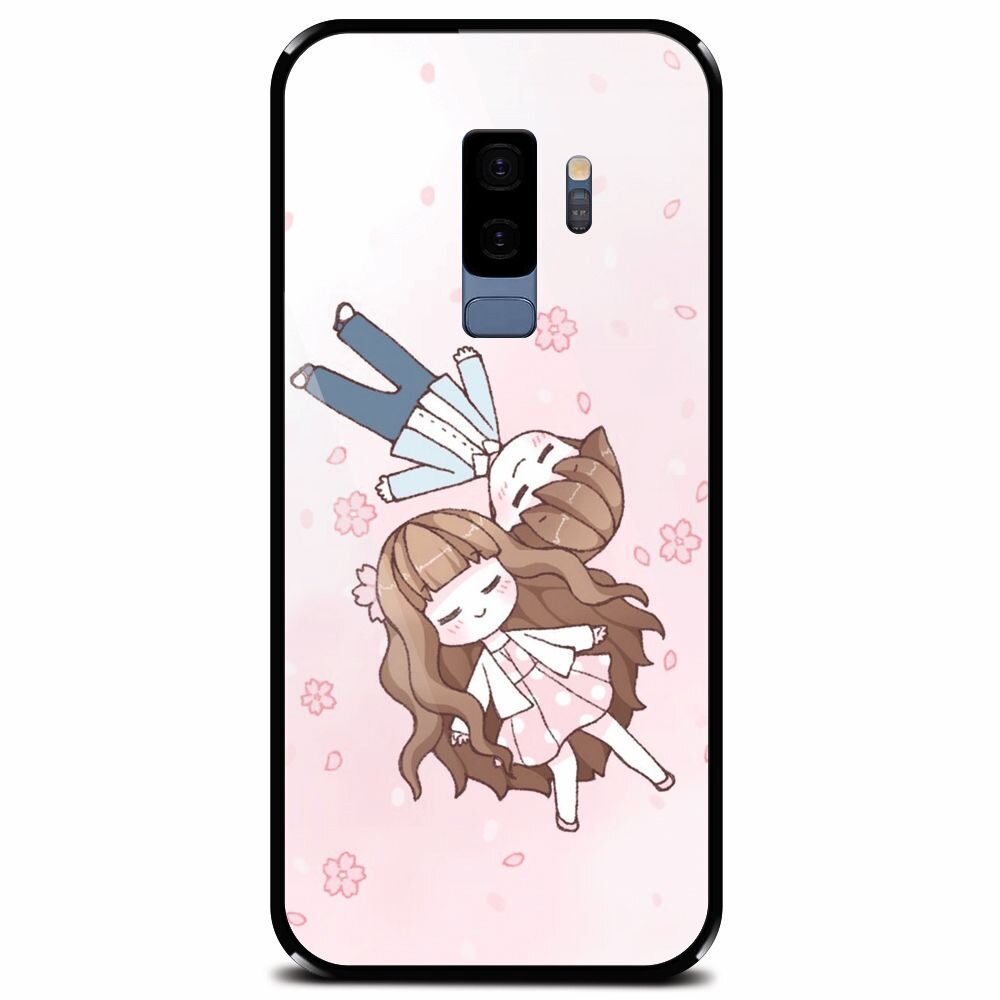 Husa din sticla securizata pentru Samsung Galaxy S9 Plus, Cute Couple