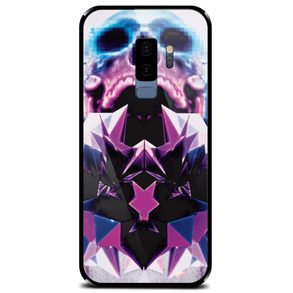 Husa din sticla securizata pentru Samsung Galaxy S9 Plus, Abstract Framed Skull