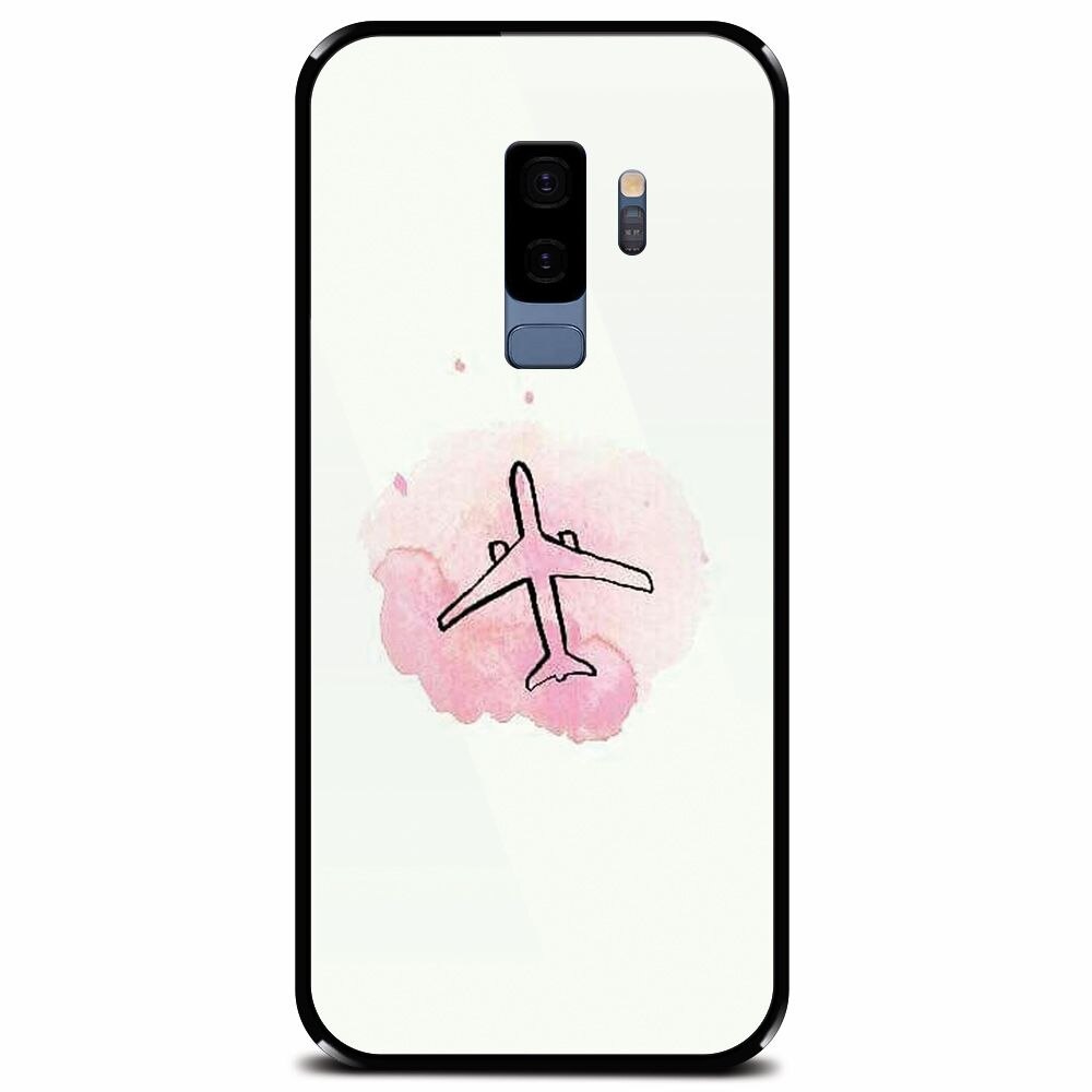 Husa din sticla securizata pentru Samsung Galaxy S9 Plus, Airplain