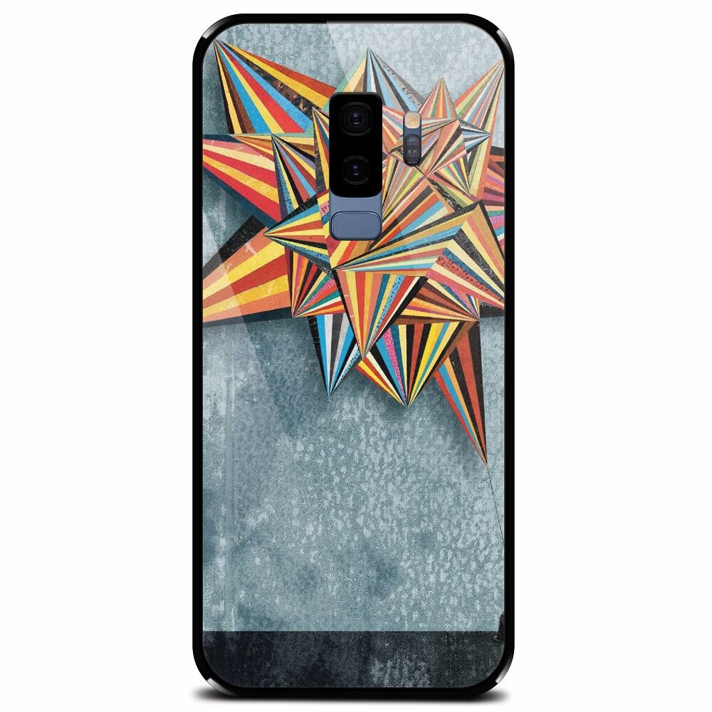 Husa din sticla securizata pentru Samsung Galaxy S9 Plus, Abstract Colorful Balloon Triangles