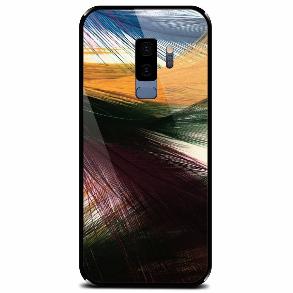 Husa din sticla securizata pentru Samsung Galaxy S9 Plus, Colorful Peacock Feathers