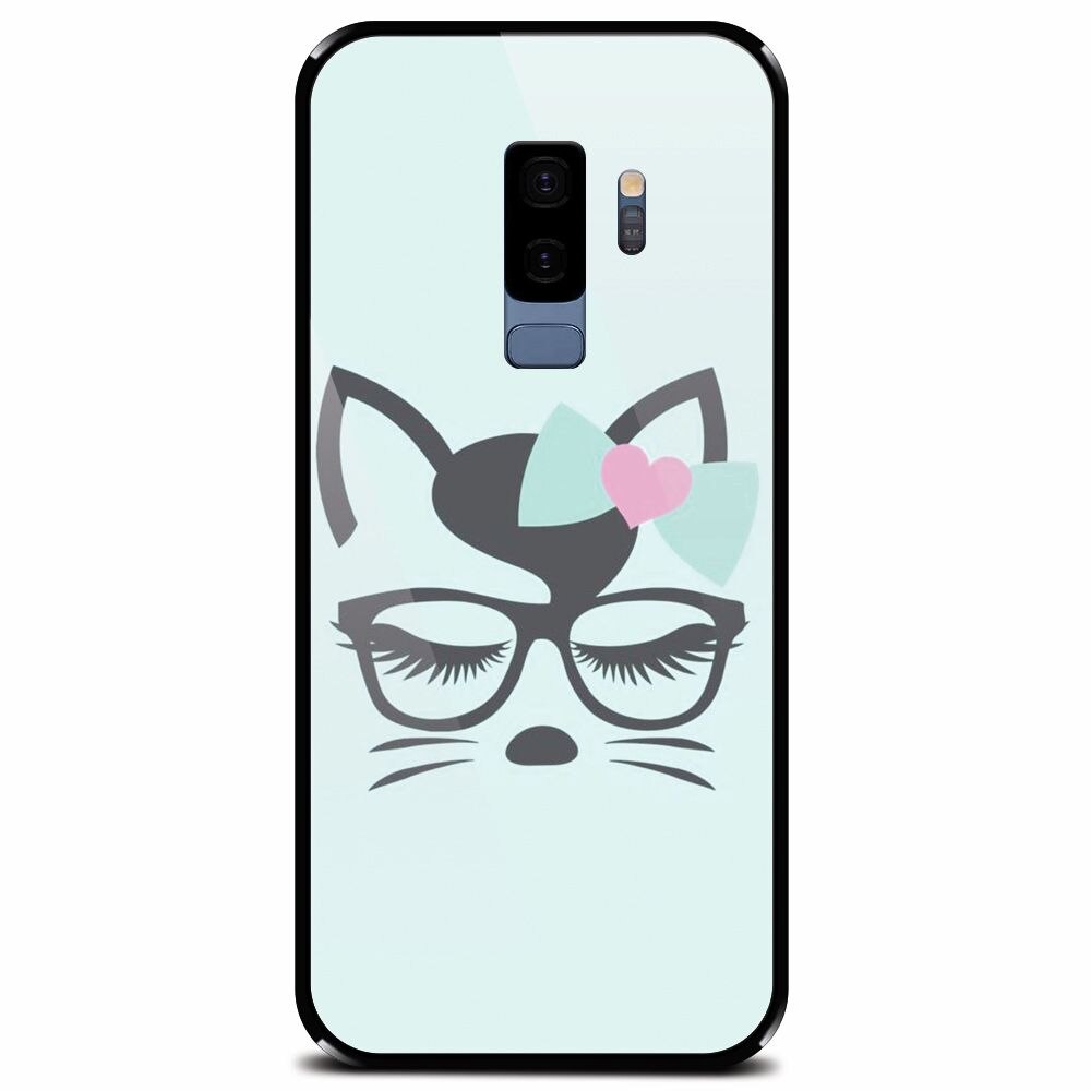 Husa din sticla securizata pentru Samsung Galaxy S9 Plus, Angel Cat