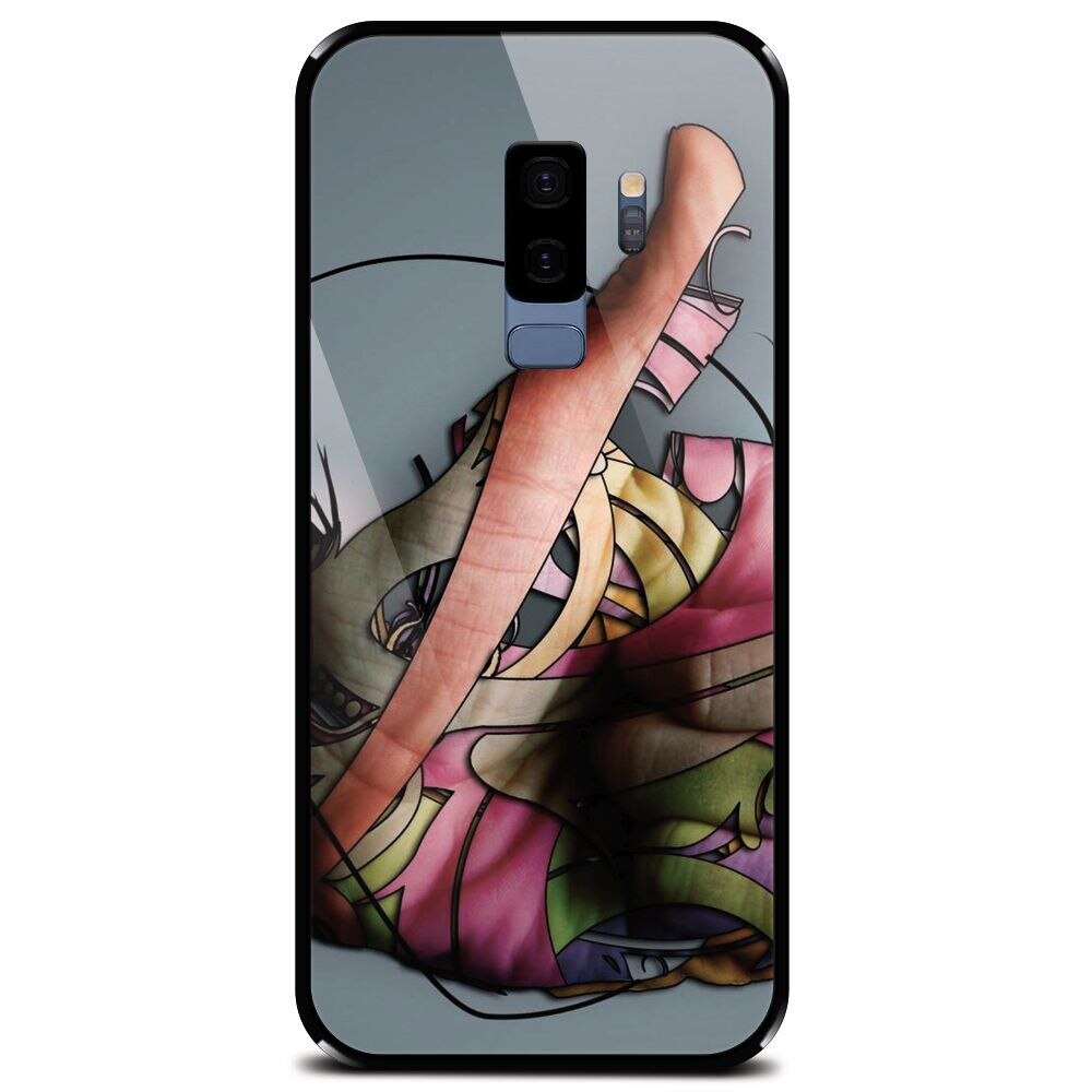 Husa din sticla securizata pentru Samsung Galaxy S9 Plus, Abstract Minimalistic Hands