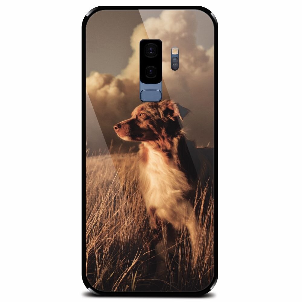 Husa din sticla securizata pentru Samsung Galaxy S9 Plus, Alone Dog Animal In Grass