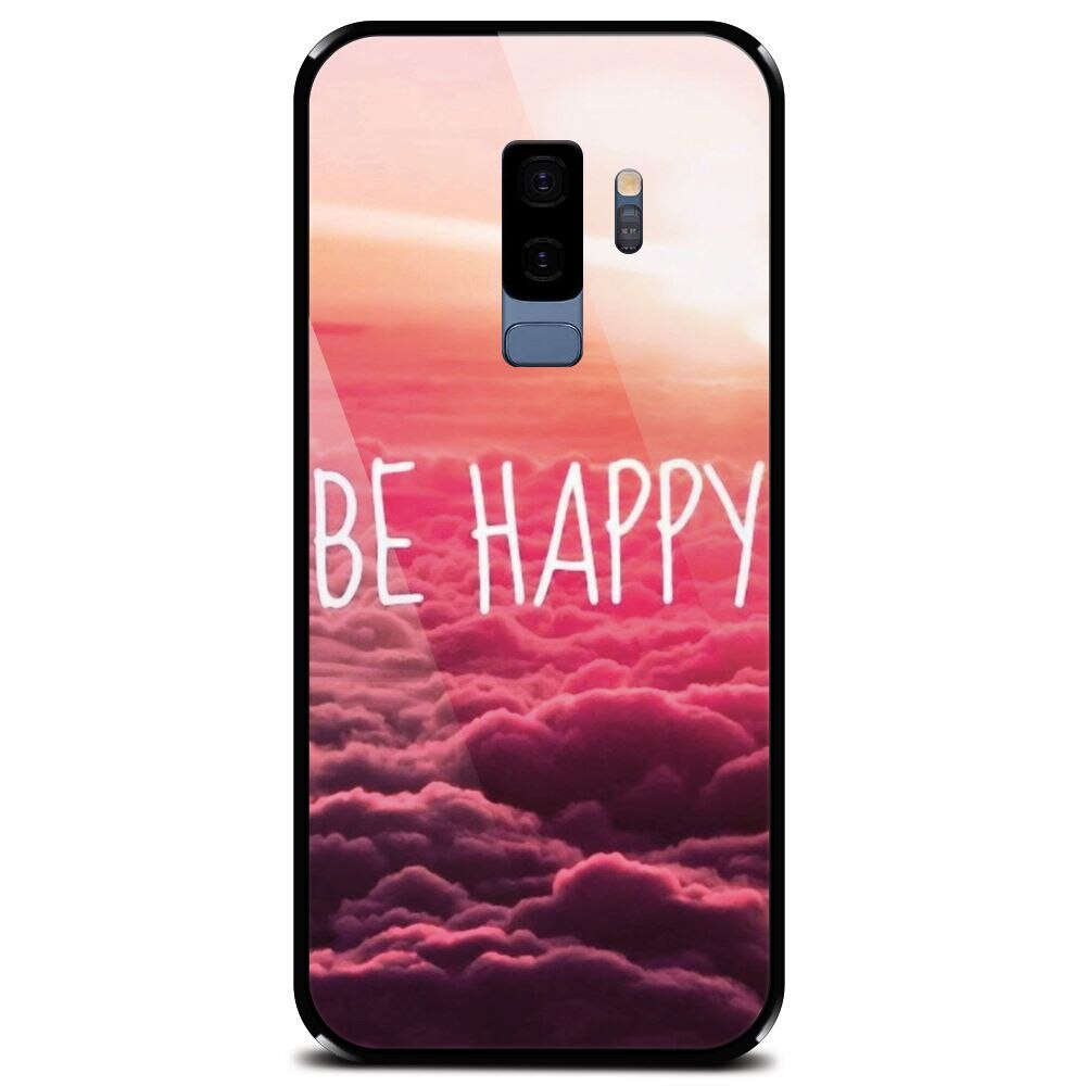 Husa din sticla securizata pentru Samsung Galaxy S9 Plus, Be Happy Puffy Clouds