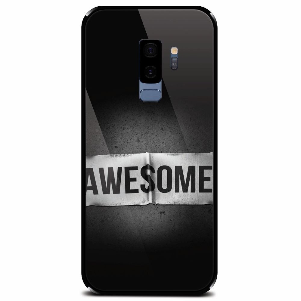 Husa din sticla securizata pentru Samsung Galaxy S9 Plus, Awesome Label Dark