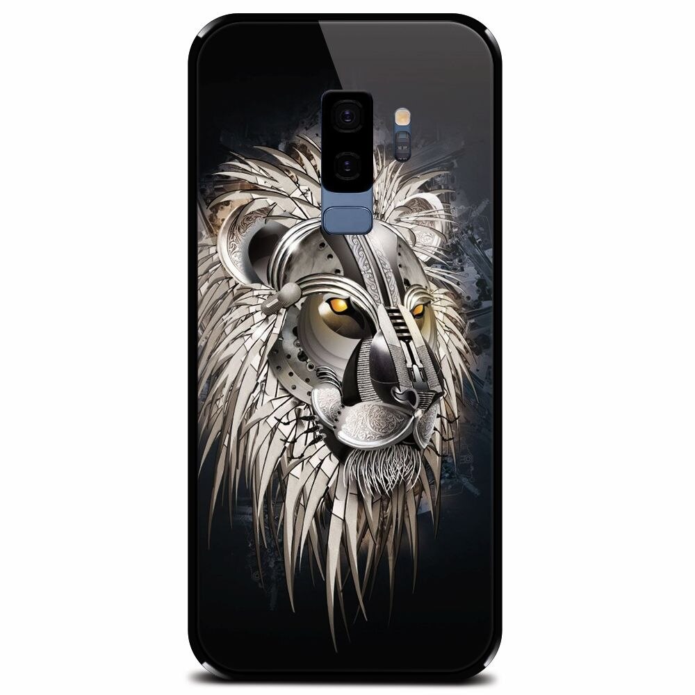 Husa din sticla securizata pentru Samsung Galaxy S9 Plus, Abstract Lion 001