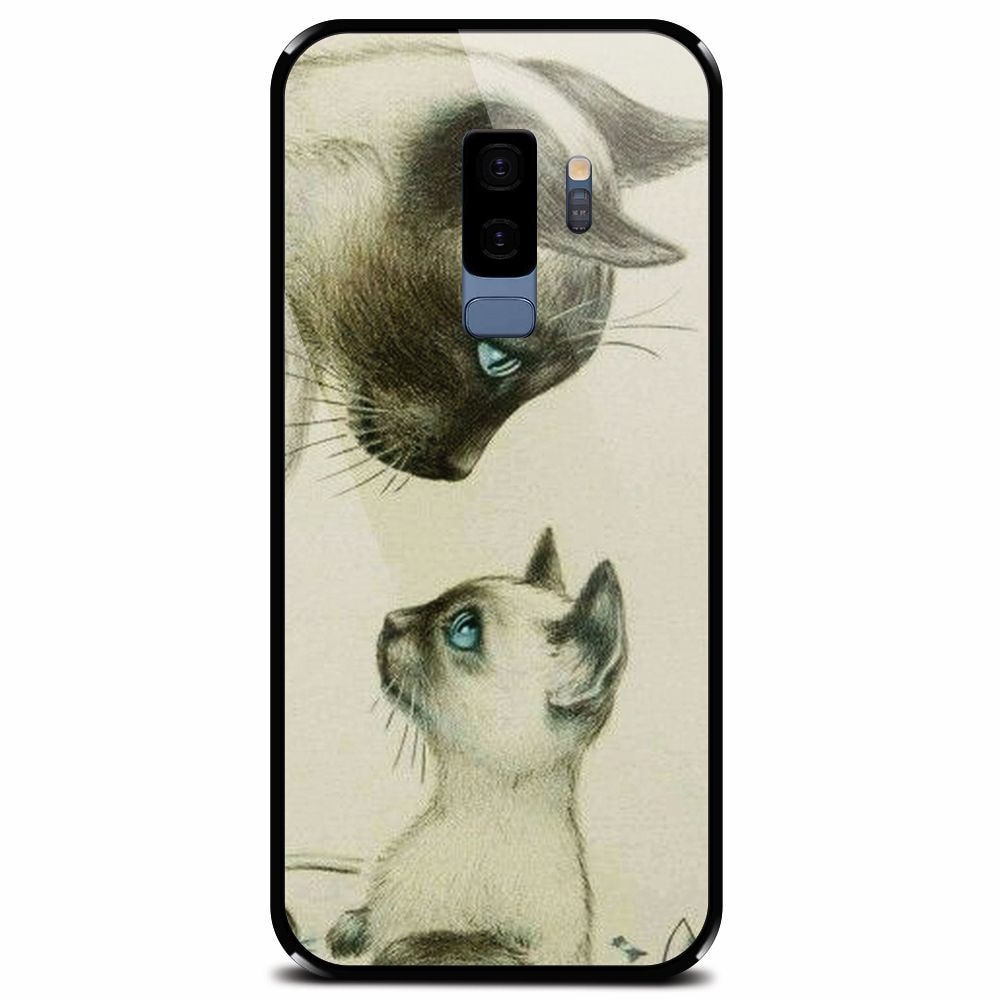Husa din sticla securizata pentru Samsung Galaxy S9 Plus, Little Cat