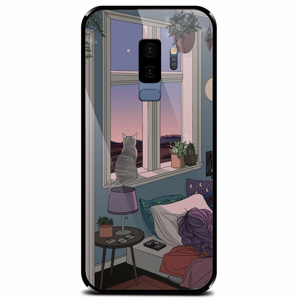 Husa din sticla securizata pentru Samsung Galaxy S9 Plus, Girl Room