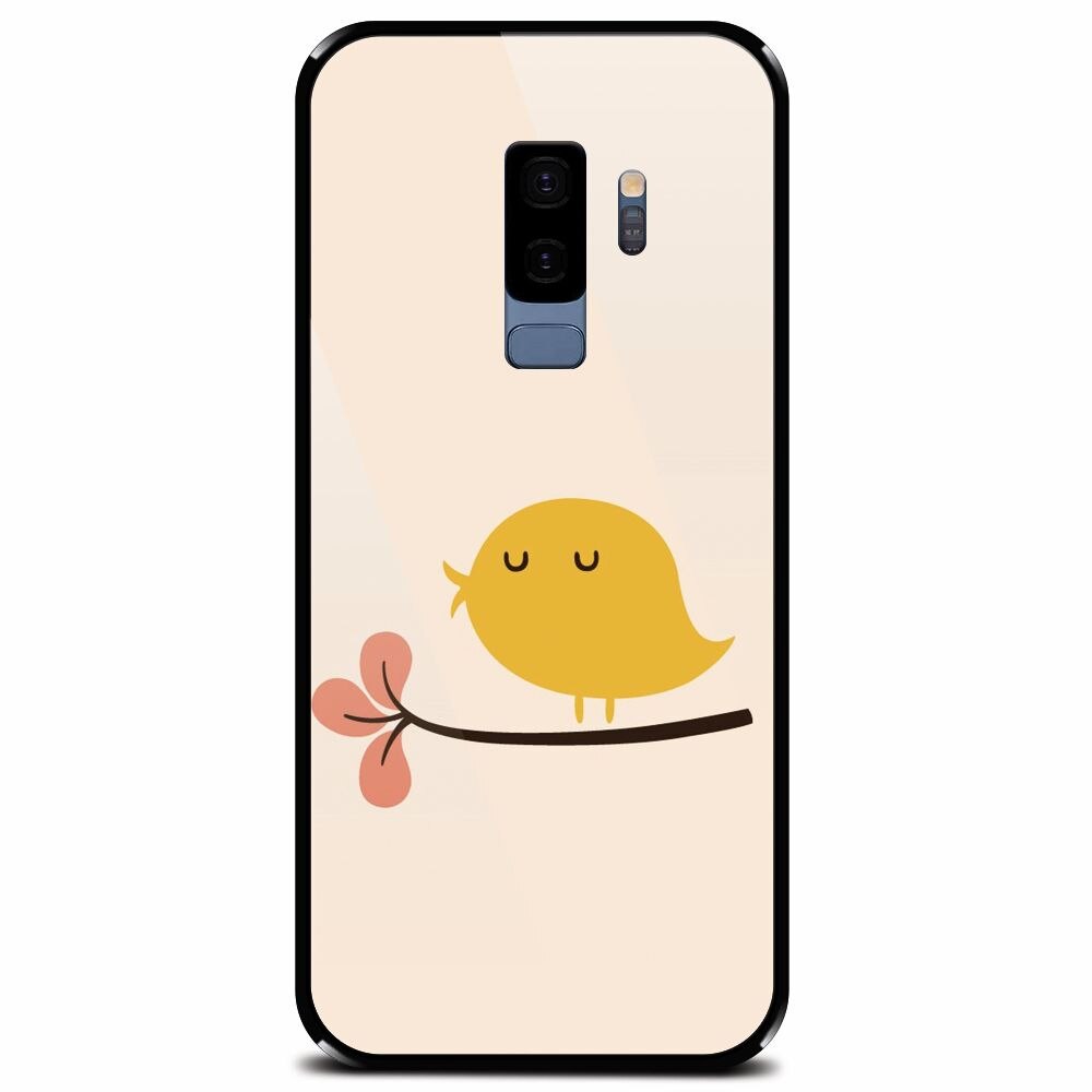 Husa din sticla securizata pentru Samsung Galaxy S9 Plus, Flat Minimal Cute Bird Illustration