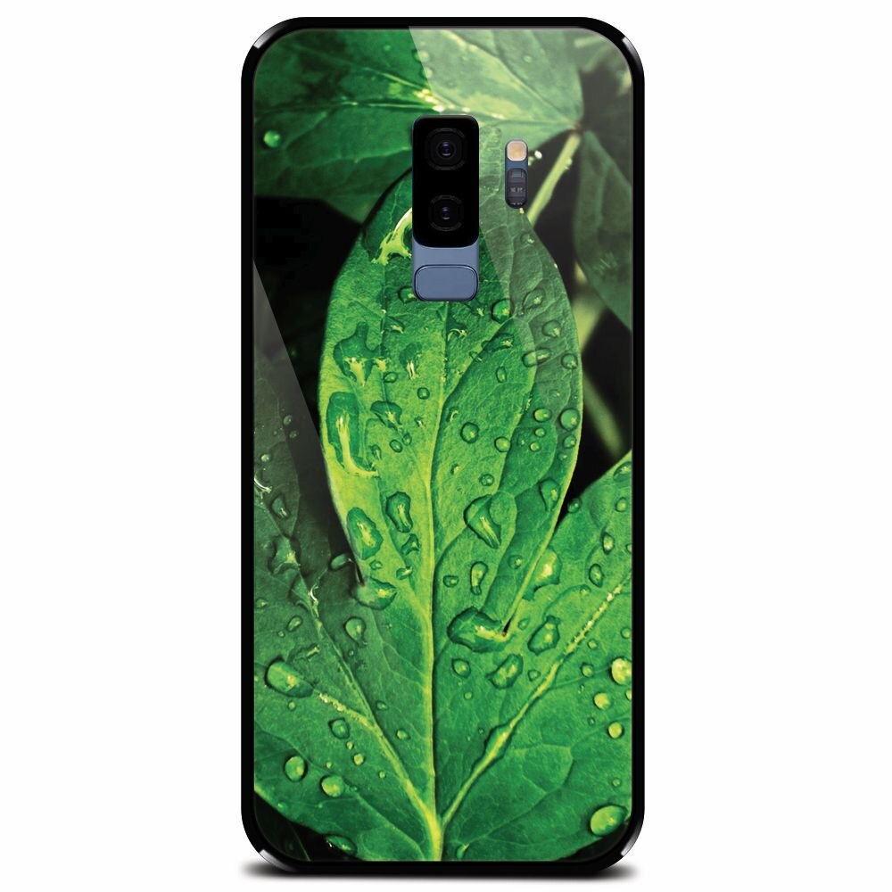 Husa din sticla securizata pentru Samsung Galaxy S9 Plus, Leaves And Dew