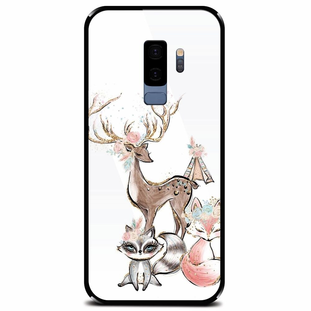 Husa din sticla securizata pentru Samsung Galaxy S9 Plus, Foxs And Deer