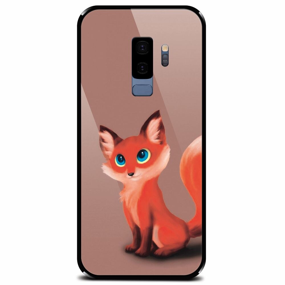 Husa din sticla securizata pentru Samsung Galaxy S9 Plus, Fox Cartoon Animal And