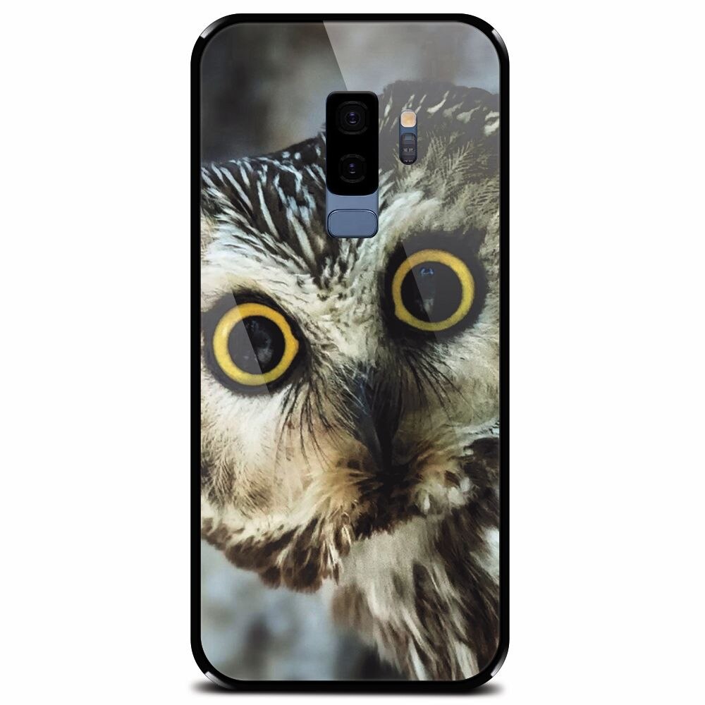 Husa din sticla securizata pentru Samsung Galaxy S9 Plus, Owl