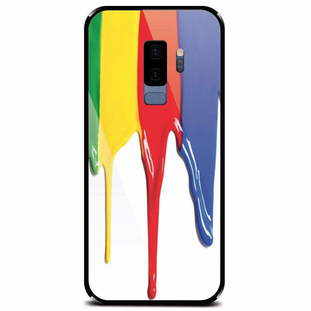 Husa din sticla securizata pentru Samsung Galaxy S9 Plus, Dripping Colorful Paint