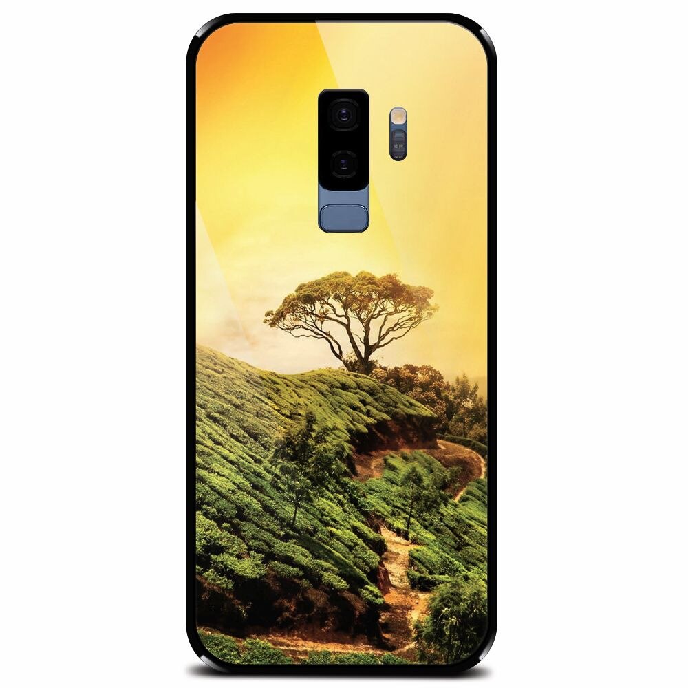 Husa din sticla securizata pentru Samsung Galaxy S9 Plus, Hill Top Tree Golden Light