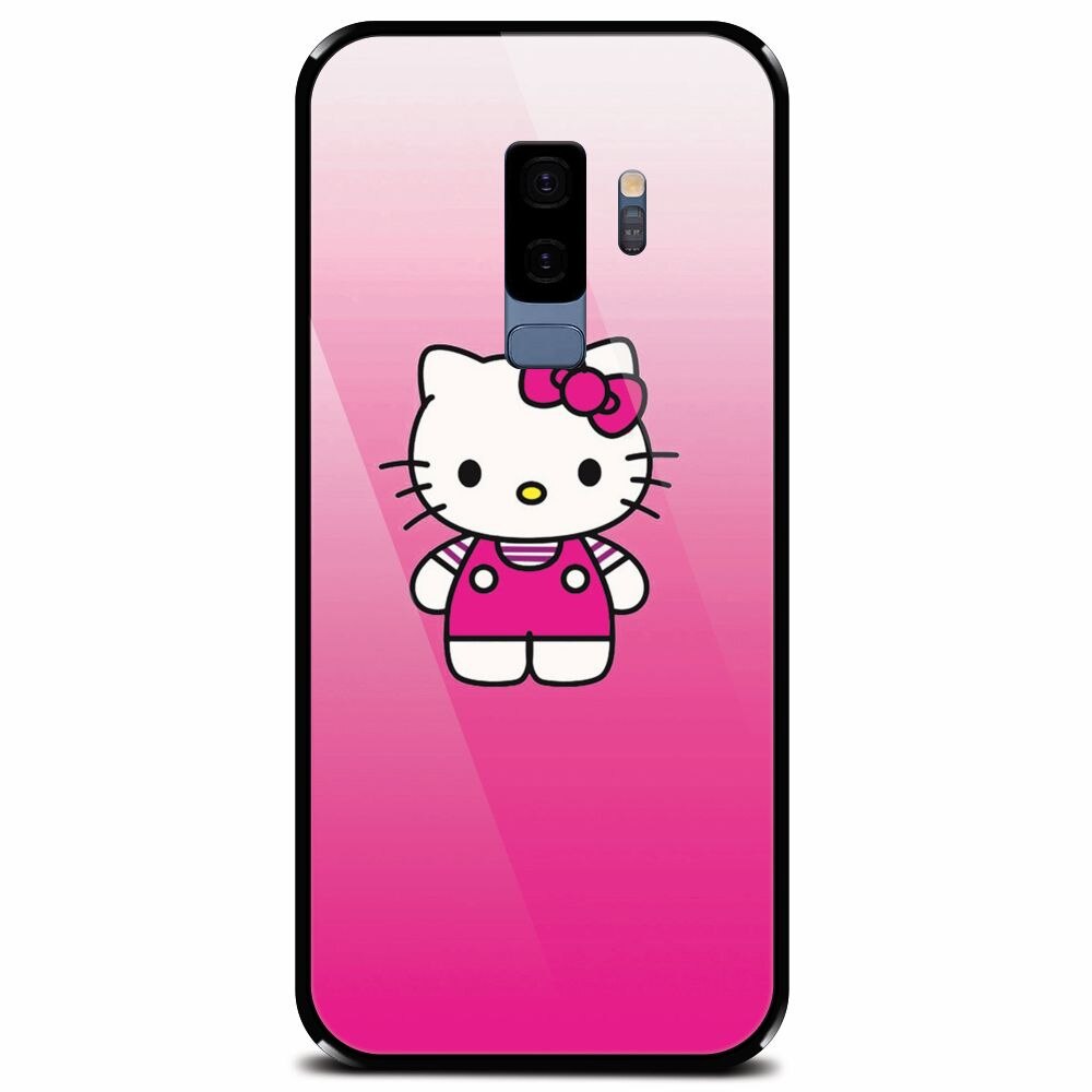 Husa din sticla securizata pentru Samsung Galaxy S9 Plus, Cute Pink Catty