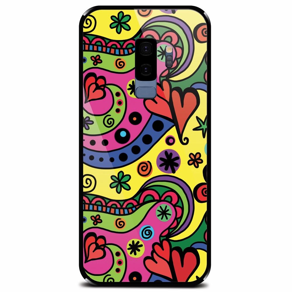 Husa din sticla securizata pentru Samsung Galaxy S9 Plus, Heart Color