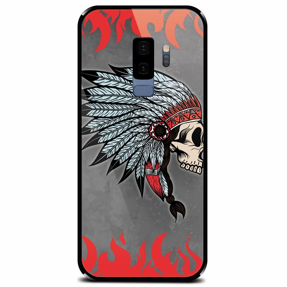 Husa din sticla securizata pentru Samsung Galaxy S9 Plus, Indian Skull