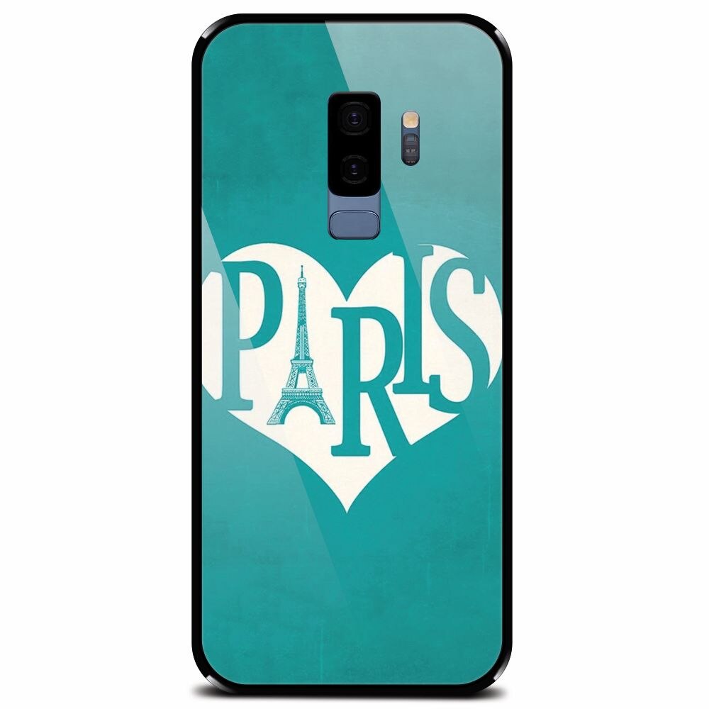 Husa din sticla securizata pentru Samsung Galaxy S9 Plus, I Love Paris