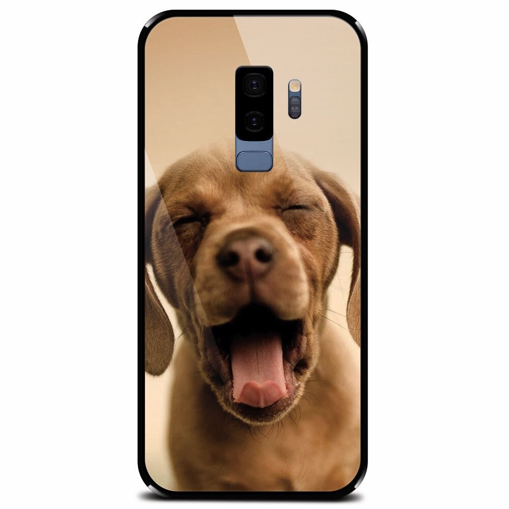 Husa din sticla securizata pentru Samsung Galaxy S9 Plus, Cute Yawning Puppy