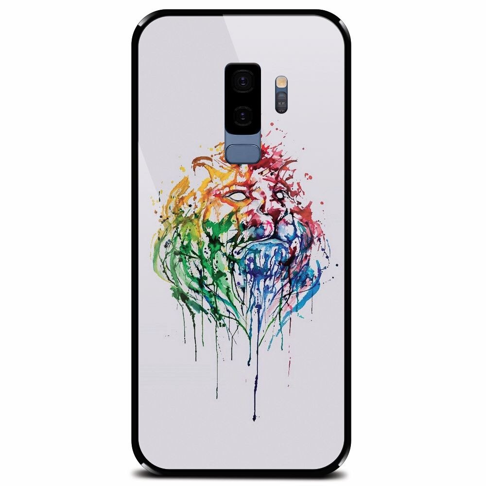 Husa din sticla securizata pentru Samsung Galaxy S9 Plus, Paint Illustration Lion Head