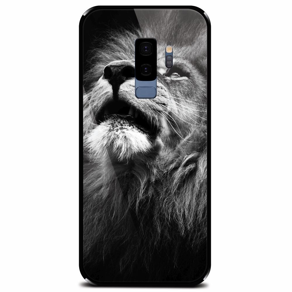 Husa din sticla securizata pentru Samsung Galaxy S9 Plus, Majestic Lion Portrait