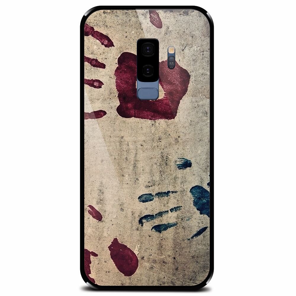 Husa din sticla securizata pentru Samsung Galaxy S9 Plus, Handprints