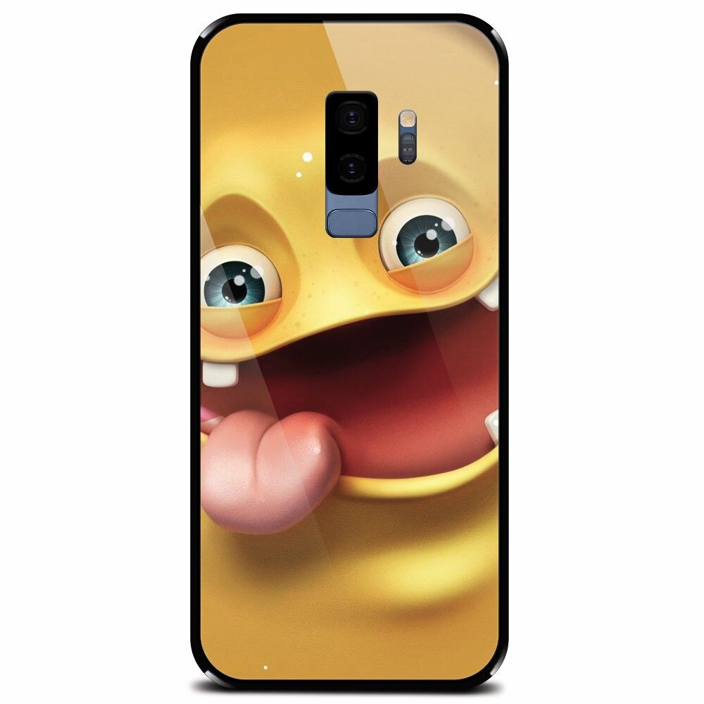 Husa din sticla securizata pentru Samsung Galaxy S9 Plus, Cute Monster