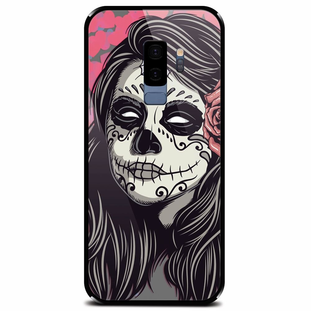 Husa din sticla securizata pentru Samsung Galaxy S9 Plus, Mexican Girl Skull