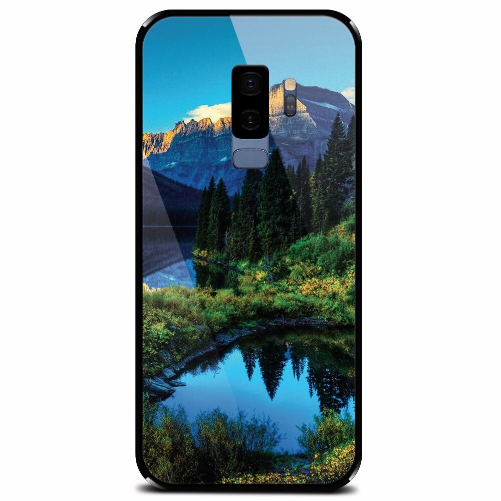 Husa din sticla securizata pentru Samsung Galaxy S9 Plus, HDR Mountains Lake