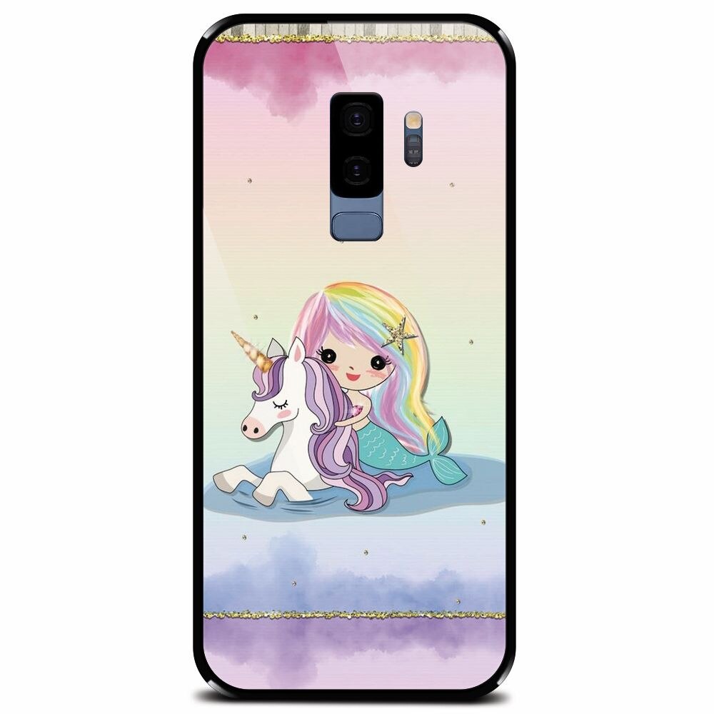 Husa din sticla securizata pentru Samsung Galaxy S9 Plus, Mermaid Unicorn Play