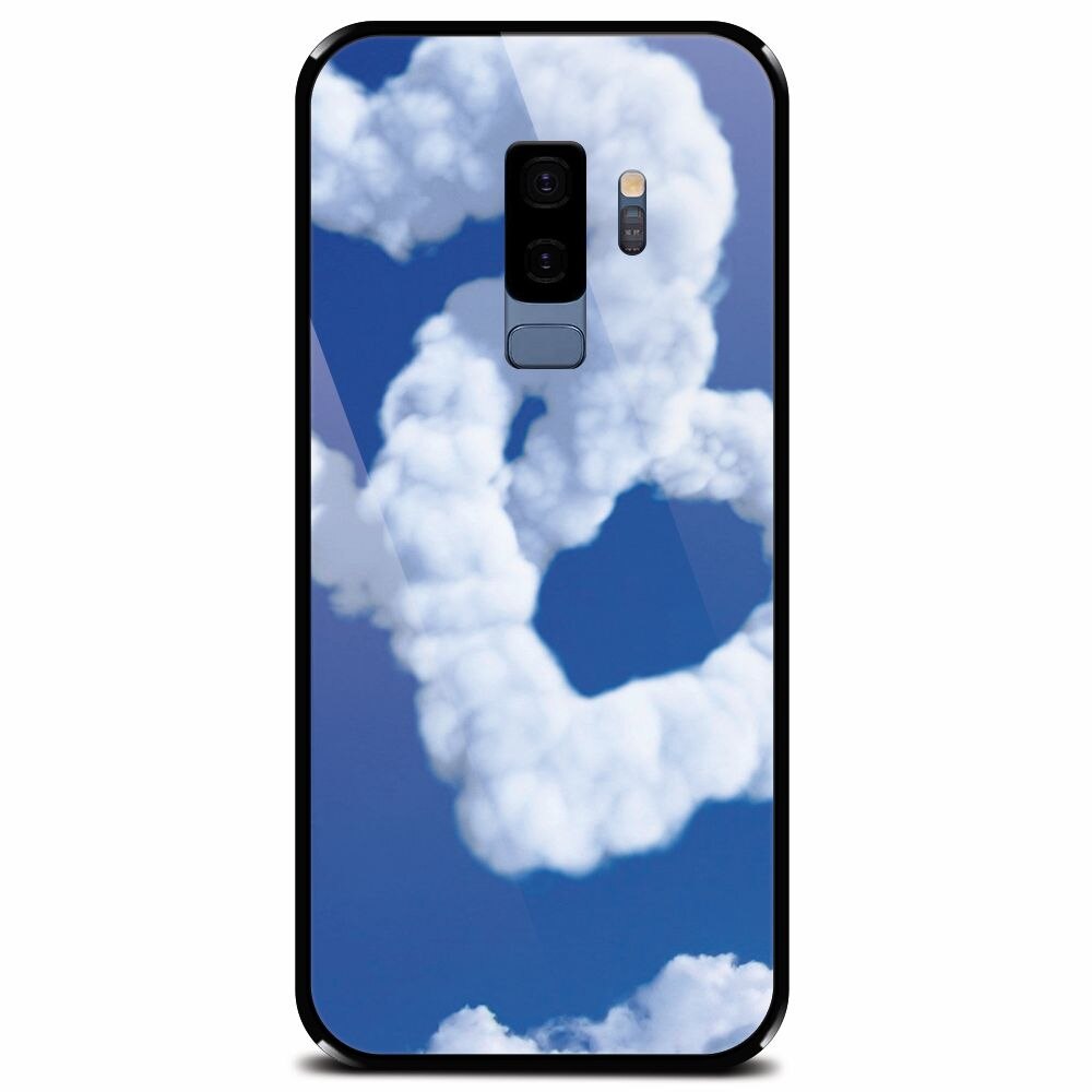 Husa din sticla securizata pentru Samsung Galaxy S9 Plus, Heart Shaped Clouds Blue Sky