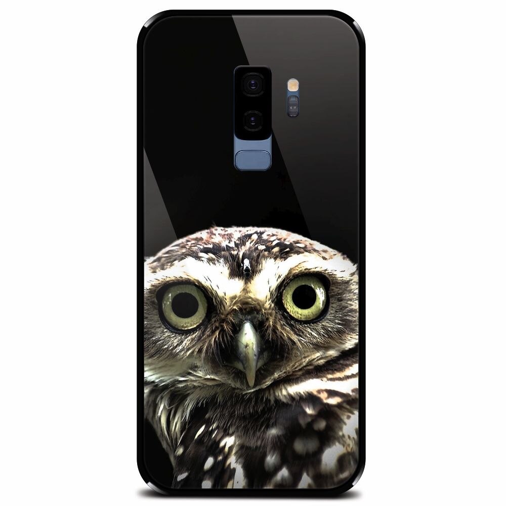 Husa din sticla securizata pentru Samsung Galaxy S9 Plus, Owl In The Dark