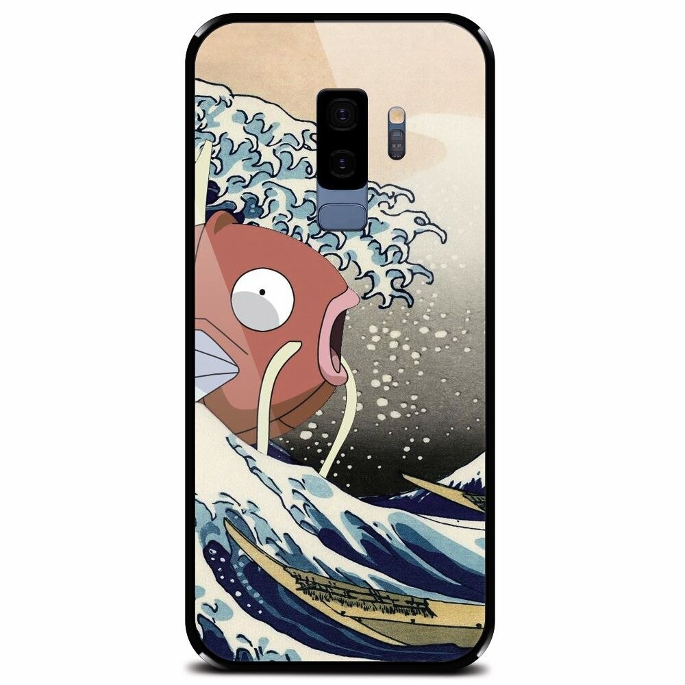 Husa din sticla securizata pentru Samsung Galaxy S9 Plus, Great Wave Fish