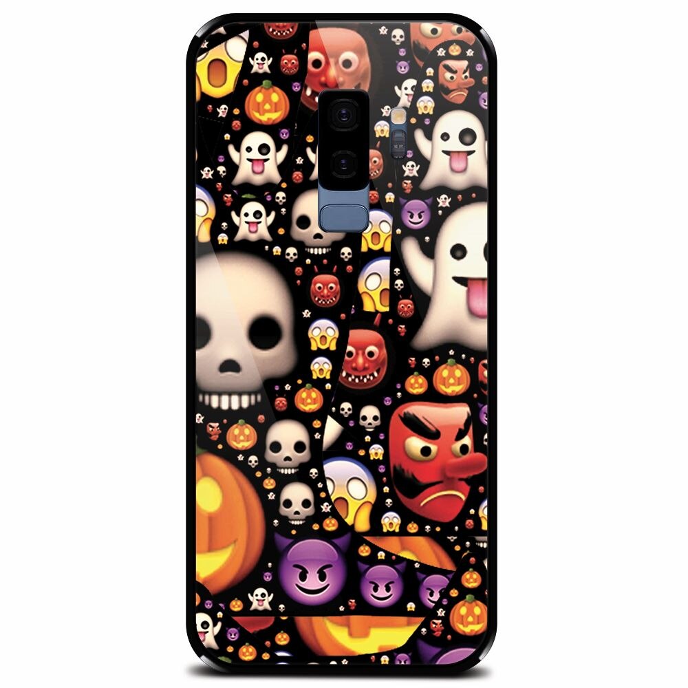 Husa din sticla securizata pentru Samsung Galaxy S9 Plus, Emoji Mess