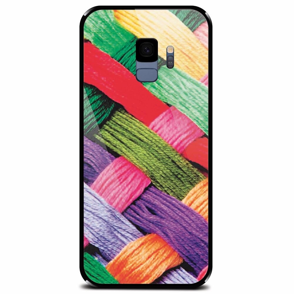 Husa din sticla securizata pentru Samsung Galaxy S9, Colorful Woolen Art