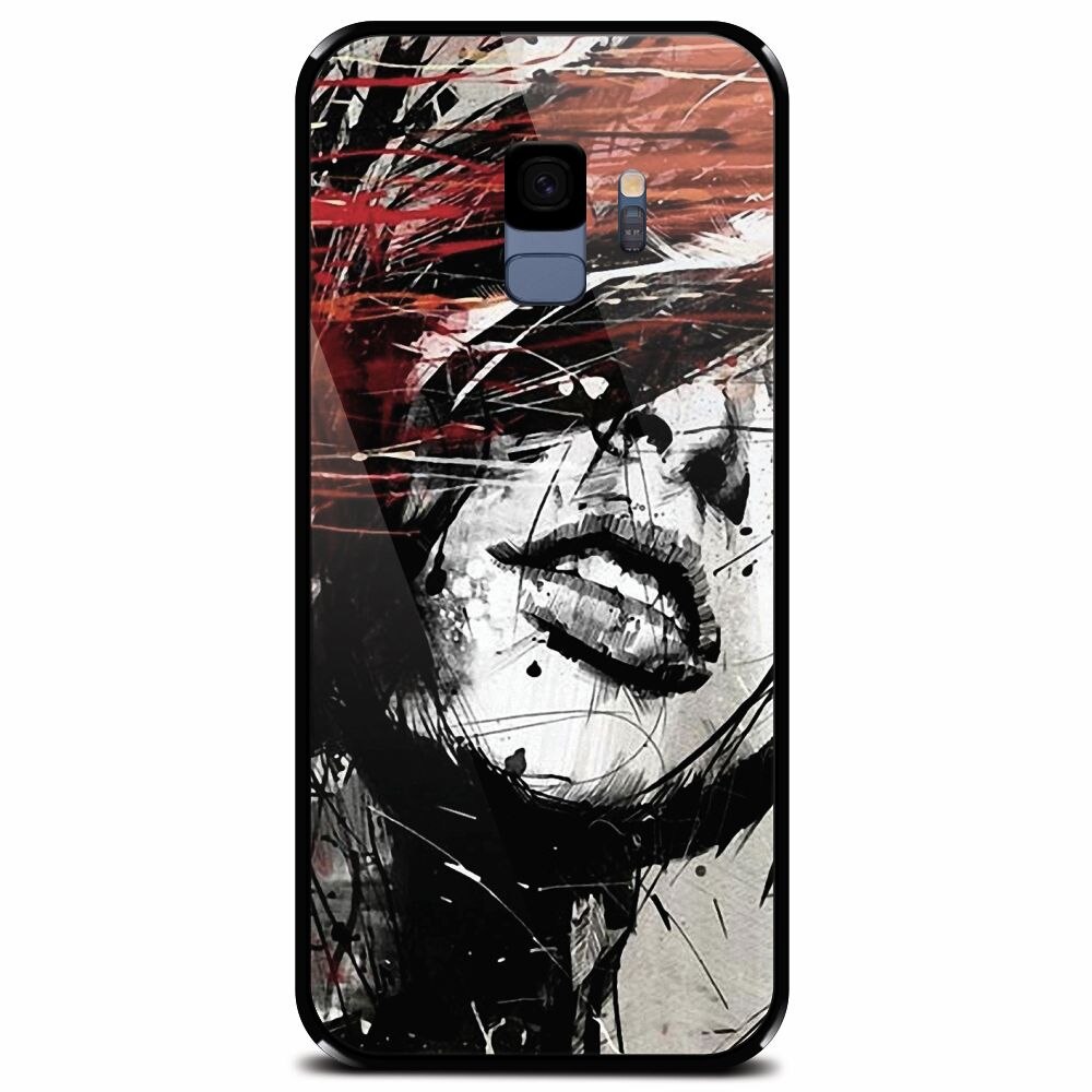 Husa din sticla securizata pentru Samsung Galaxy S9, Byroglyphics Woman Drawing