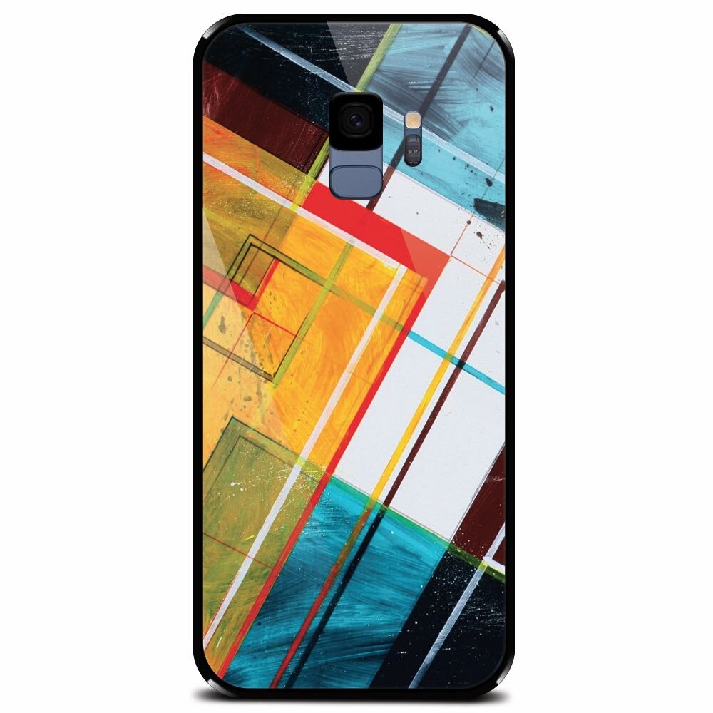 Husa din sticla securizata pentru Samsung Galaxy S9, Abstraction Color Shape