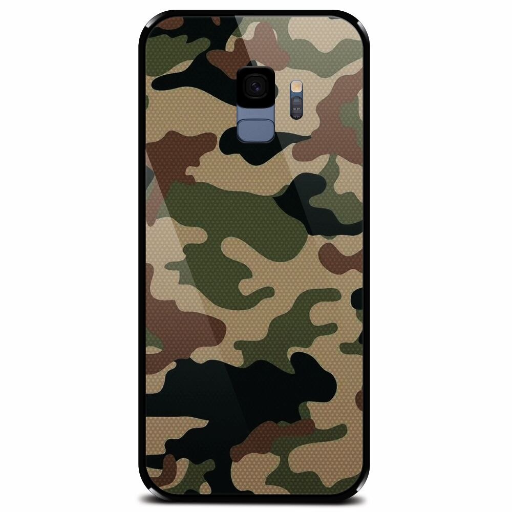 Husa din sticla securizata pentru Samsung Galaxy S9, Camuflaj