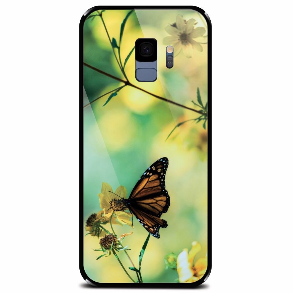 Husa din sticla securizata pentru Samsung Galaxy S9, Butterfly