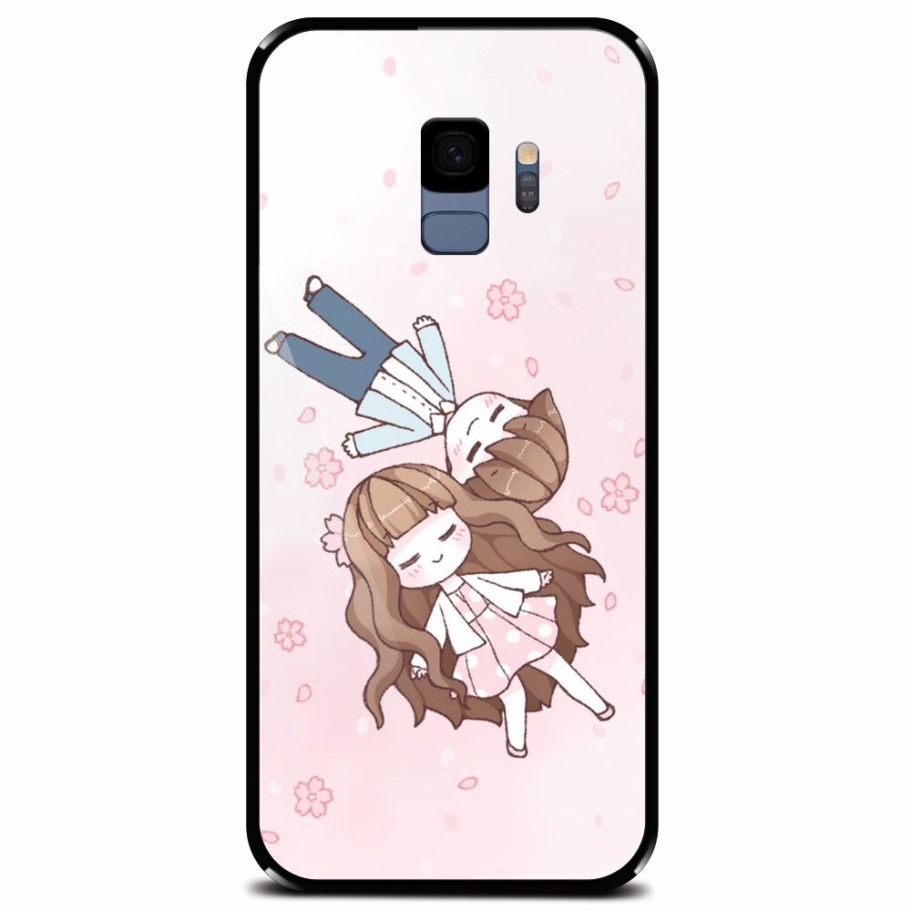 Husa din sticla securizata pentru Samsung Galaxy S9, Cute Couple