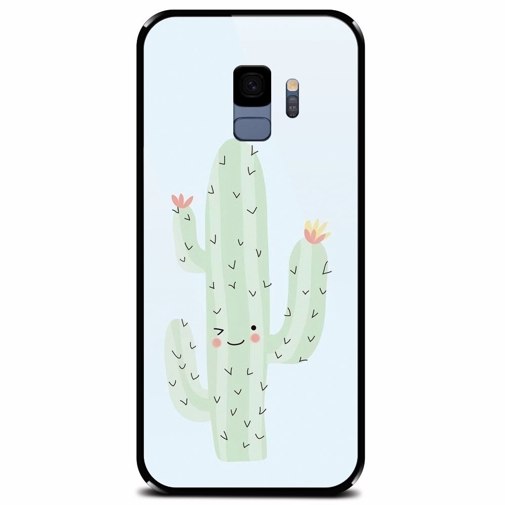 Husa din sticla securizata pentru Samsung Galaxy S9, Cactus